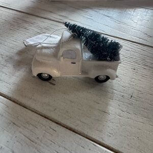 Green and White Holiday Ornament Miniature Truck